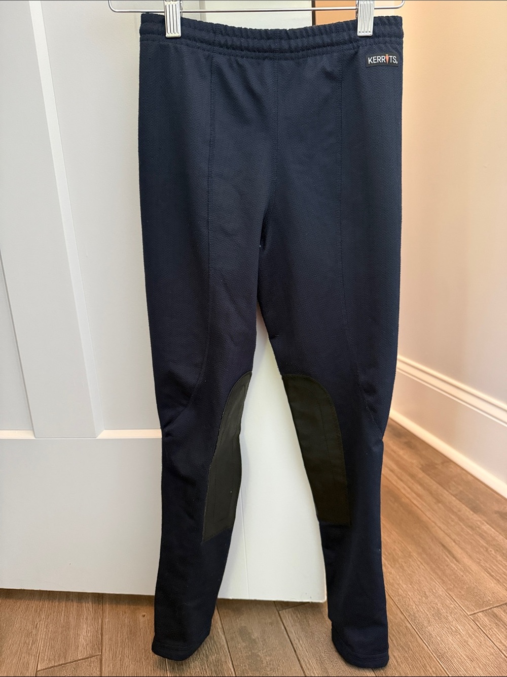 Kerrits Navy Kids Riding Leggings with Black Knee Patches